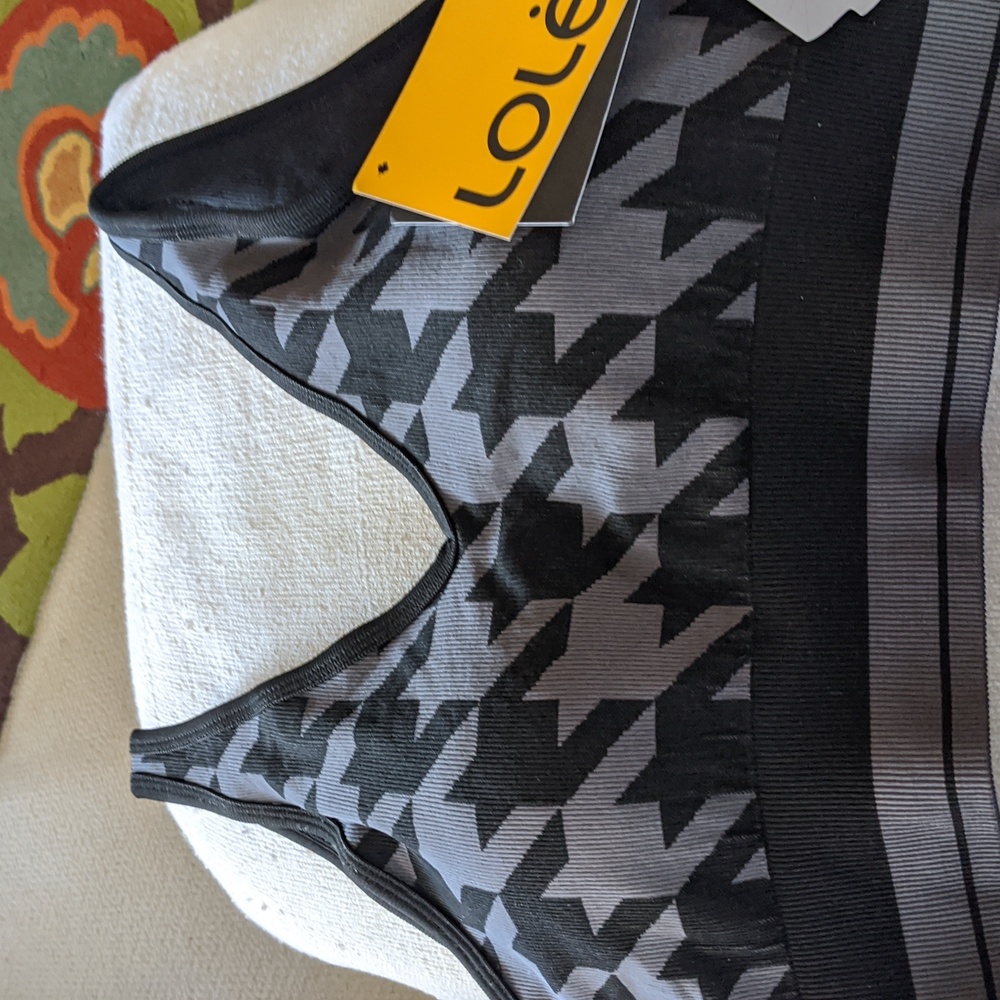 LOLE Sports bra, XL, black and gray. Removable pads, new with tags, Not tried on